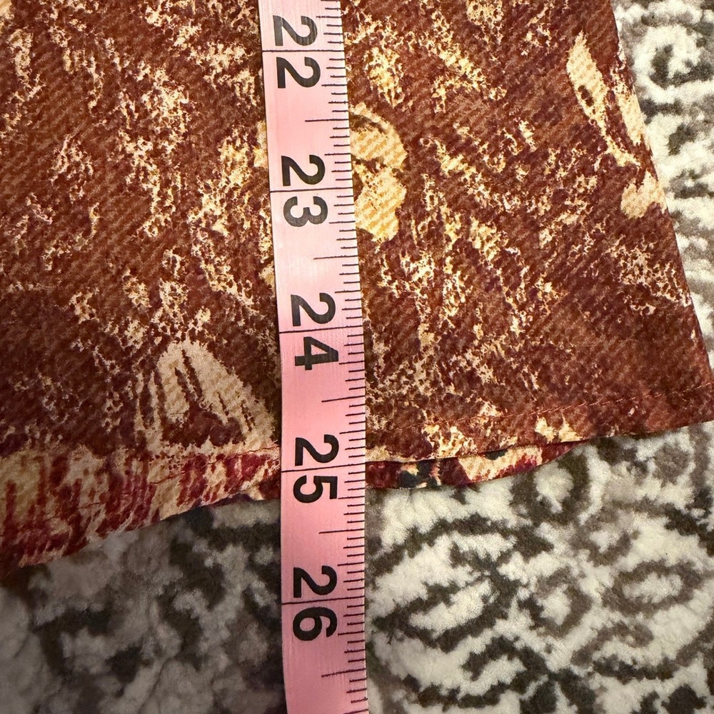 NWOT LUCKY BRAND Live In Love Top Women's XL Rust Print 100% Silk Button Shirt - Picture 10 of 11